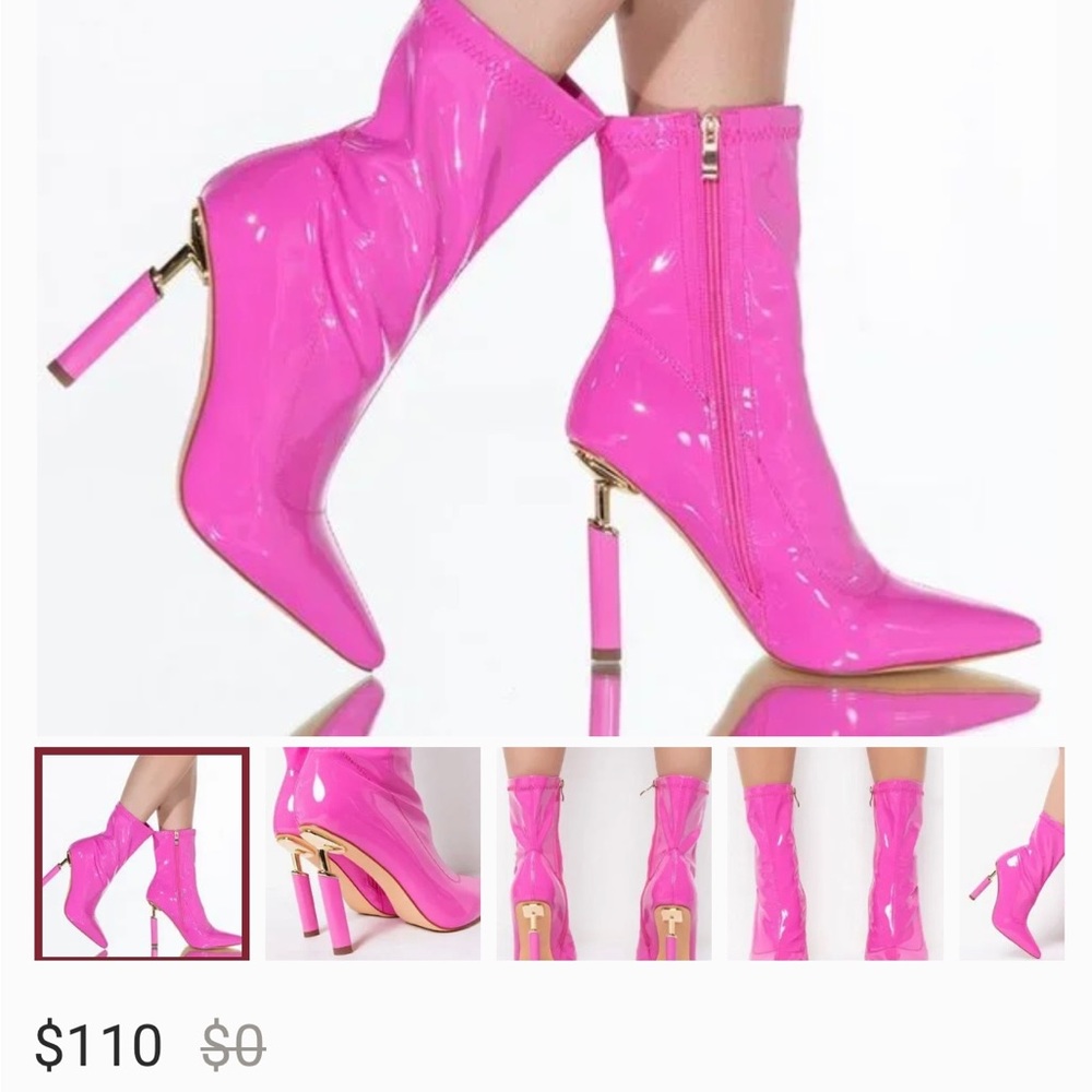 New... with box. Never worn Pink Azalea heeled boots.